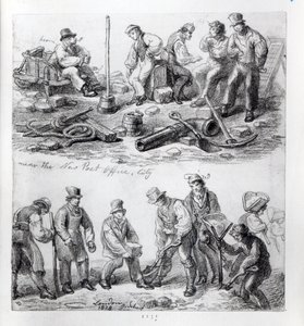 Ouvriers près du nouveau bureau de poste dans la ville, Londres, 1828